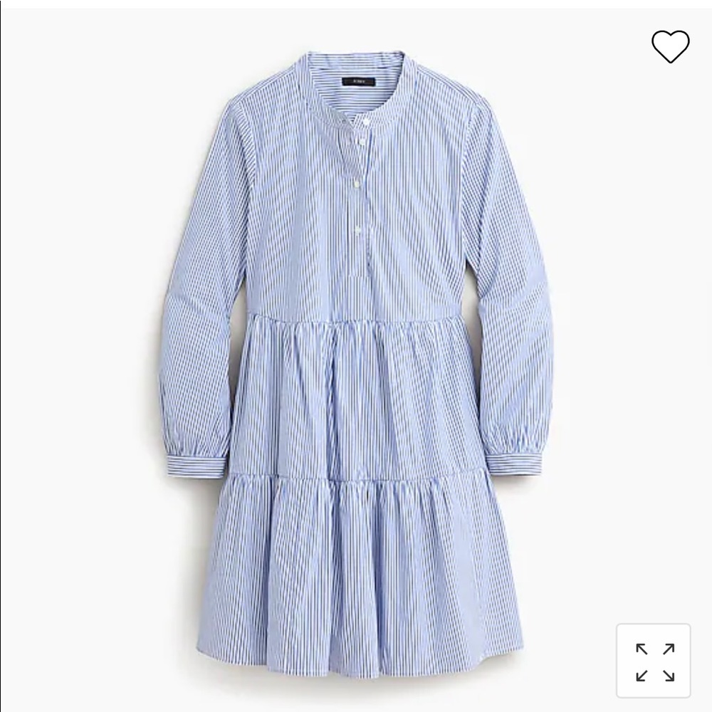 NWT- J Crew Factory Striped Stretch Cotton Poplin Tiered Dress